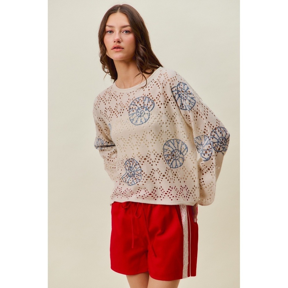 SO ME Seashell Lightweight Sweater Top - Large - Picture 13 of 16